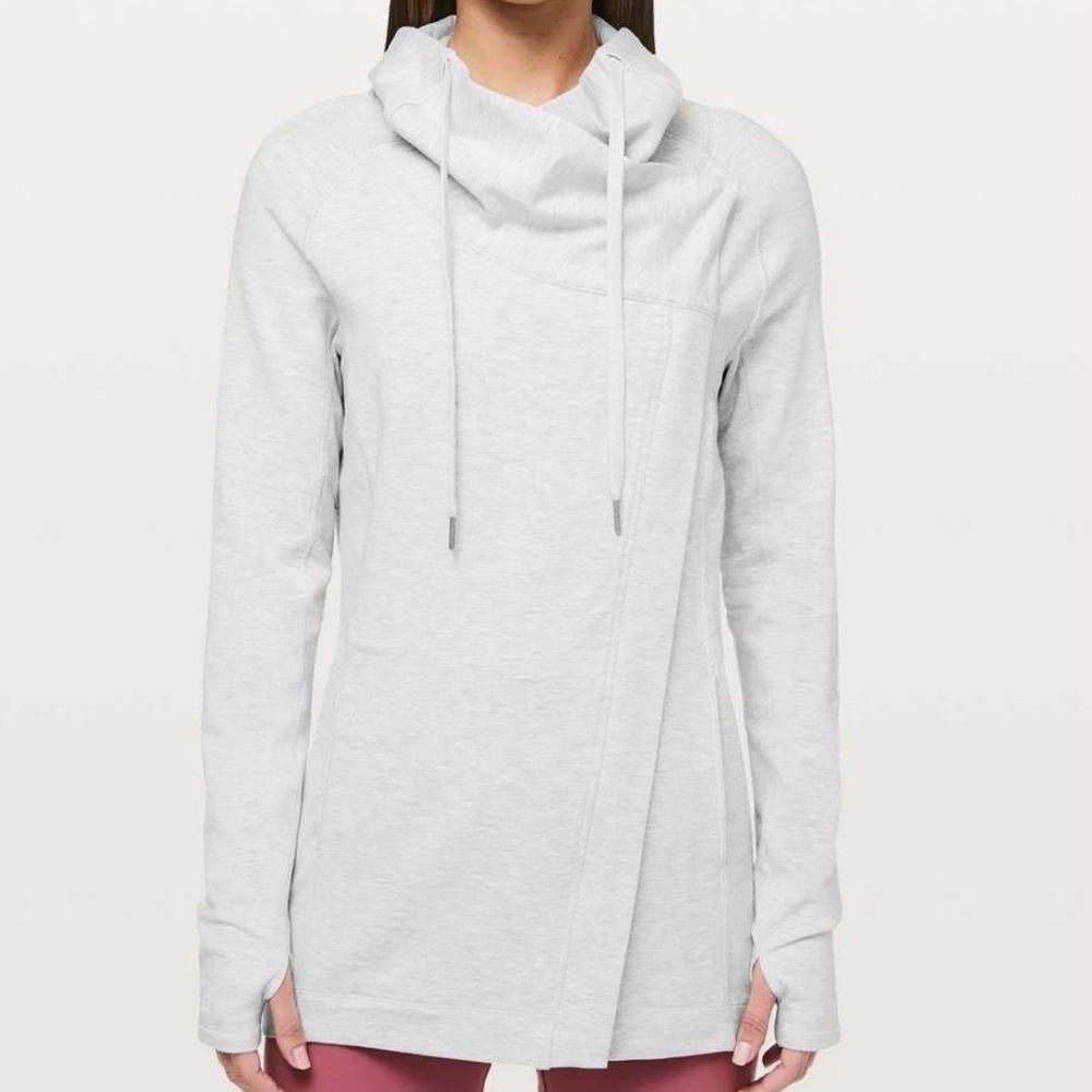 Lululemon Coast Easy Wrap Cocoon Jacket   Heathered Grey Womens 8 Pockets Cozy
